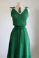 Vintage 1970s does 1940s Knitwear Dress - Emerald Green Pointelle Hand-Knit Sundress Size XS to M