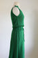 Vintage 1970s does 1940s Knitwear Dress - Emerald Green Pointelle Hand-Knit Sundress Size XS to M