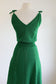 Vintage 1970s does 1940s Knitwear Dress - Emerald Green Pointelle Hand-Knit Sundress Size XS to M