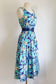 Vintage 1980s Novelty Under the Sea Sundress - Blue Cotton Seashell, Starfish, Peony Cotton Shirtwaist Dress Size XS to S