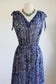 Vintage 1970s Dress - Slinky Crepe Blue Tie-Shoulder Geometric V Novelty Print Sundress Size XS to L