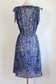 Vintage 1970s Dress - Slinky Crepe Blue Tie-Shoulder Geometric V Novelty Print Sundress Size XS to L
