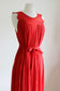Vintage 1970s to 1980s Maxi Dress - Greek Gauze Cotton Red Embroidery Eyelet Roses Kaftan Crinkle w Belt Fits S to L