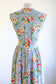 Vintage 1930s Dress - Swingy Rayon Rose Print Sleeveless Tropical Brights Sundress Size S to M