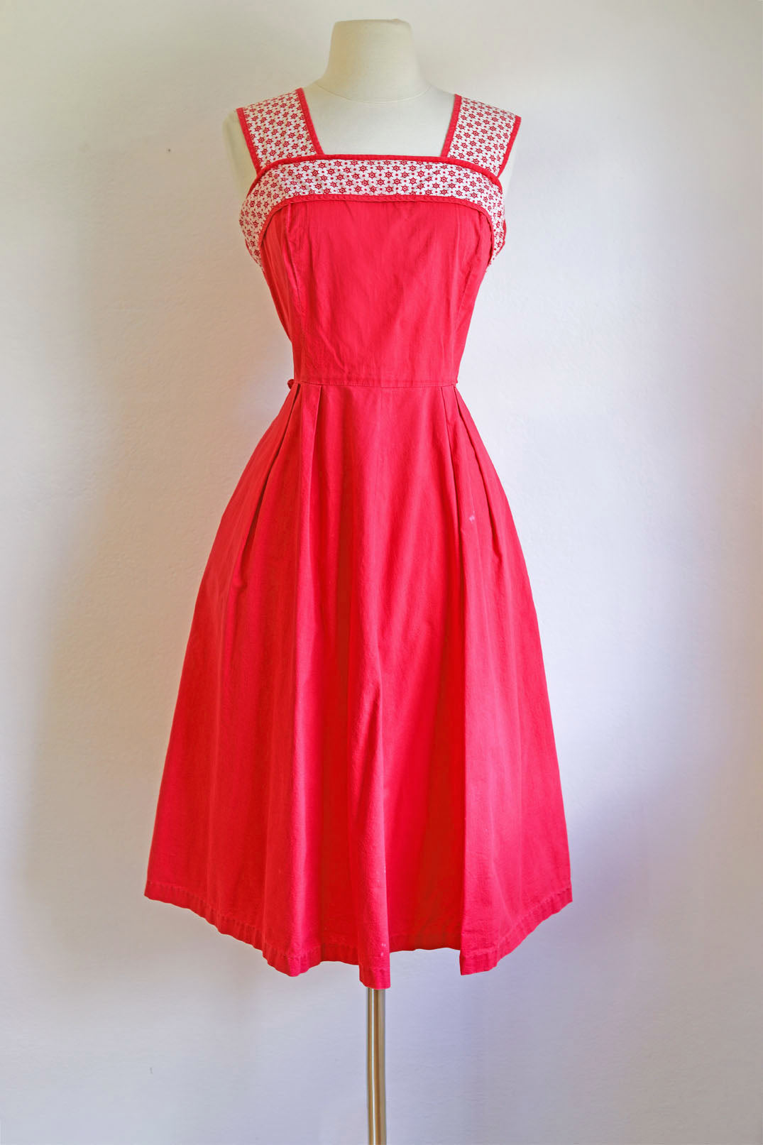 Vintage 1940s Dress - Darling Novelty Ship's Wheel Cotton Rose Pink White Sundress Size L to XL