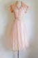 Vintage 1940s to 1950s Dress - Dreamy Ballet Slipper Pink Lace + Tulle Party Dress Size M