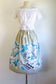 Vintage 1950s Skirt - RARE Taupe + Blue Magazine Novelty Print 1955 Fashion Newsstand Cotton Size S