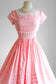 Vintage 1950s Dress - Pink Gingham Plaid Cotton w Bow Appliques Sundress Size M