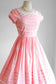 Vintage 1950s Dress - Pink Gingham Plaid Cotton w Bow Appliques Sundress Size M