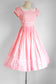 Vintage 1950s Dress - Pink Gingham Plaid Cotton w Bow Appliques Sundress Size M