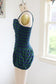 Vintage 1950s Swimsuit - Sassy Bubble Booty Blue Green Tartan Plaid Cotton w Petal Bust + 4-Way Straps Bathing Suit Size XS to S