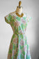Vintage 1940s to 1950s Dress - Escher Style Novelty Print Summer to Autumn Trees Cotton Sundress Size S
