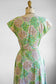 Vintage 1940s to 1950s Dress - Escher Style Novelty Print Summer to Autumn Trees Cotton Sundress Size S