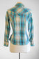 Vintage 1950s to 1960s H Bar C Blouse - Aqua Silver Western Cotton Fitted Pearl Snap Top Size S to M