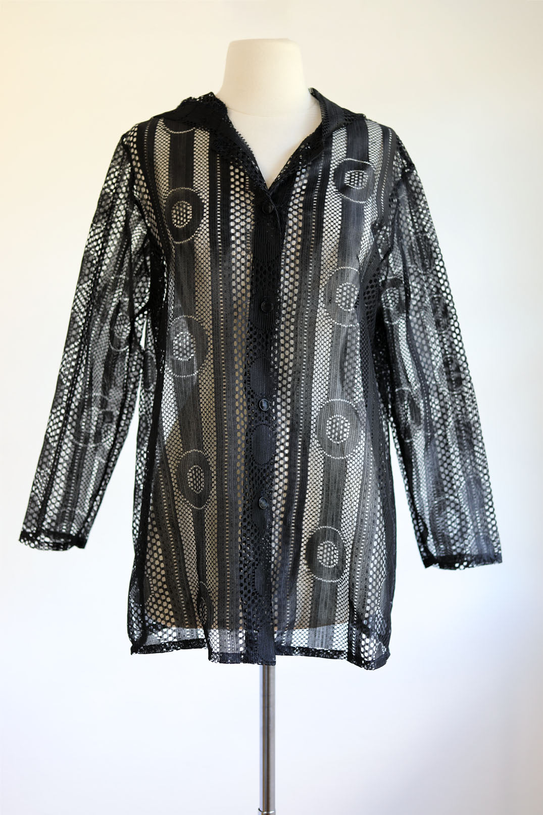 Vintage 1960s to 1970s Hooded Jacket - Summer Goth Black Pointy Hood Mystical Moon Cover-Up Size XS to M