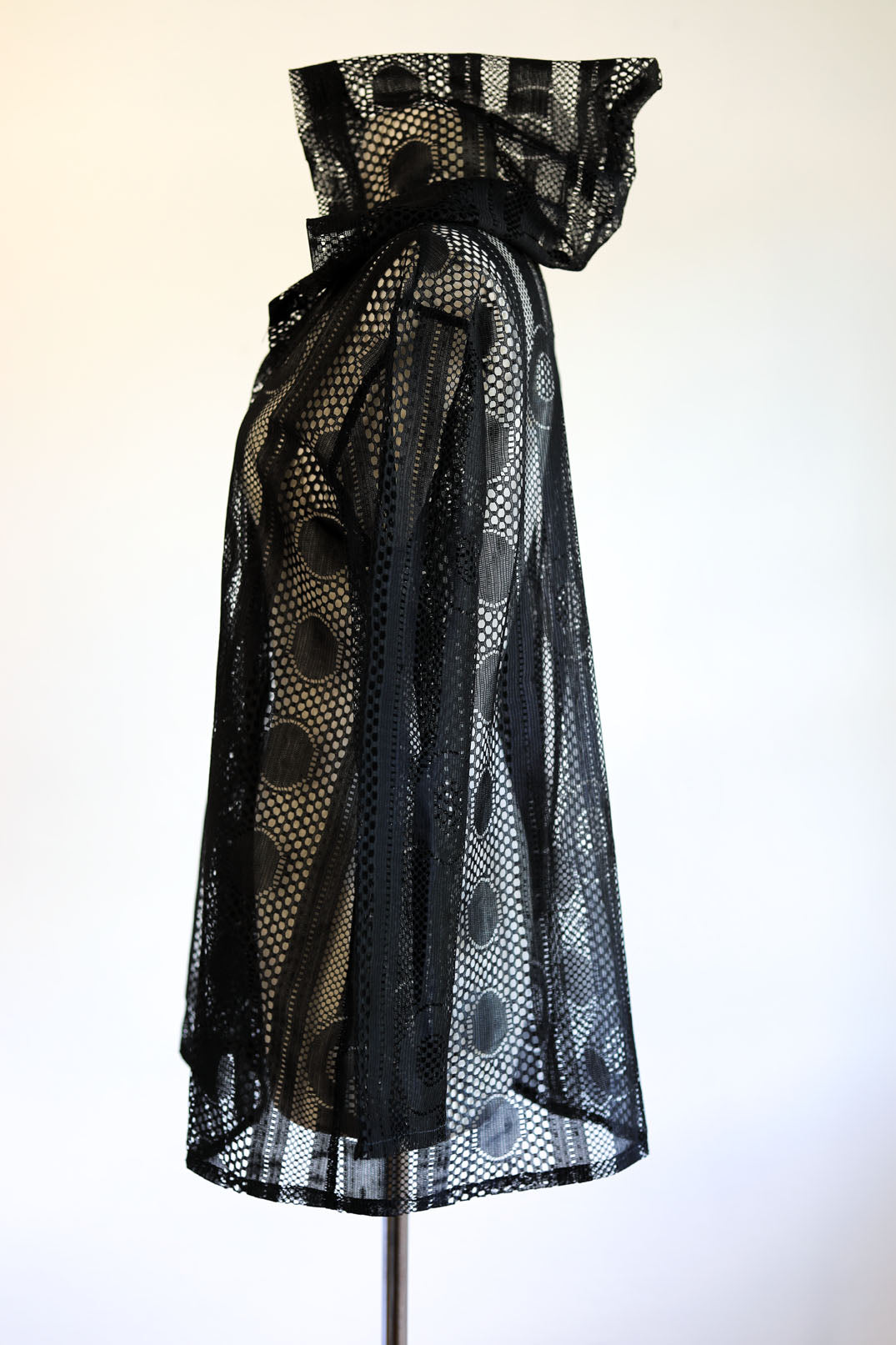 Vintage 1960s to 1970s Hooded Jacket - Summer Goth Black Pointy Hood Mystical Moon Cover-Up Size XS to M