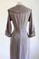Vintage 1940s to 1950s Dress - Pink Grey Glossy Satin Stripe Rayon Designer Front Metal Zipper Dress Size M