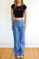 Vintage 1970s Denim Jeans - Deadstock "Over the Top" Cotton Quadruple Zipper Wide Leg Pants Size L Waist 32"/34"