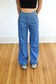 Vintage 1970s Denim Jeans - Deadstock "Over the Top" Cotton Quadruple Zipper Wide Leg Pants Size L Waist 32"/34"