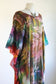 Vintage 1990s Y2K Dress - Amazing Fern + Rainbow Tie-Dye Gauze Cotton Kaftan Sundress Size XS to XL