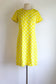Vintage 1960s Coat Dress Set - Vibrant Sunshine Yellow White Polka Dot Silk Princess Jacket Sheath Size M
