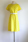 Vintage 1960s Coat Dress Set - Vibrant Sunshine Yellow White Polka Dot Silk Princess Jacket Sheath Size M