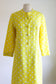Vintage 1960s Coat Dress Set - Vibrant Sunshine Yellow White Polka Dot Silk Princess Jacket Sheath Size M