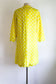 Vintage 1960s Coat Dress Set - Vibrant Sunshine Yellow White Polka Dot Silk Princess Jacket Sheath Size M