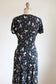 Vintage 1940s Dress - Charming French Poodle Novelty Print Navy Pastel Rayon Swing Dress Size S