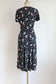 Vintage 1940s Dress - Charming French Poodle Novelty Print Navy Pastel Rayon Swing Dress Size S
