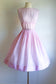 Vintage 1950s to 1960s Dress - Hydrangea Pink Lilac Voile w Heavy Embroidery Belted Dress + Bolero Size S