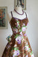 Vintage 1960s to 1970s DeWeese Dress - Divine Cotton Violet Rose Print Bra Sundress Size M to L