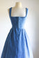 Vintage 1960s Dress - Wedgewood Blue Woven Cotton German Oktoberfest Dirndl Folk Corset Sundress Size S