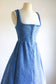Vintage 1960s Dress - Wedgewood Blue Woven Cotton German Oktoberfest Dirndl Folk Corset Sundress Size S
