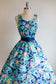 Vintage 1940s to 1960s Dress - Dreamy Thin Scarf Cotton Italian Feel Border Print Shirtwaist Size M to L