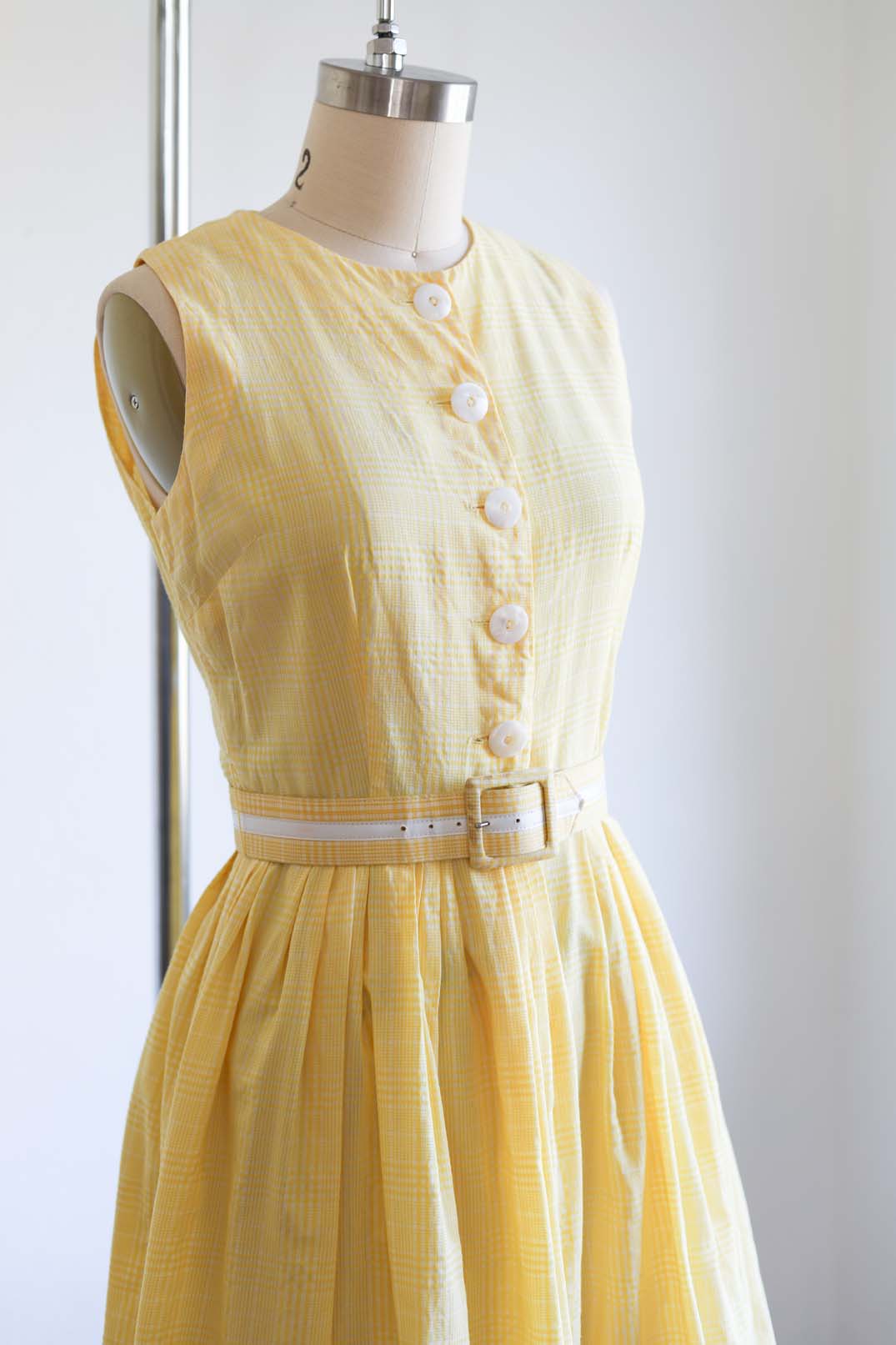 Vintage 1950s RARE Culottes Jumpsuit Dress - RARE Yellow Plaid Cotton Jerry Gilden Looks Like a Full-Skirted Dress but Actually a ROMPER Size XS