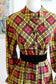 Vintage 1940s to 1950s Chore Coat - Vibrant Plaid Cotton Artist's Painter's Smock or Work Blouse Size L to XL