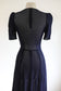 Vintage 1930s Dress Set - Sexy Midnight Blue Rayon Mesh Puff Sleeve w Matching Silk Trim Jacket Size S to M