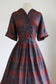 Vintage 1950s to 1960s Dress - Volup! Maroon + Navy Plaid SOFT Cotton Blend Day Dress Size XL