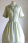 Vintage 1960s Dress - Super Soft Cotton Blend Honeydew Melon Green Shirtwaist Size L
