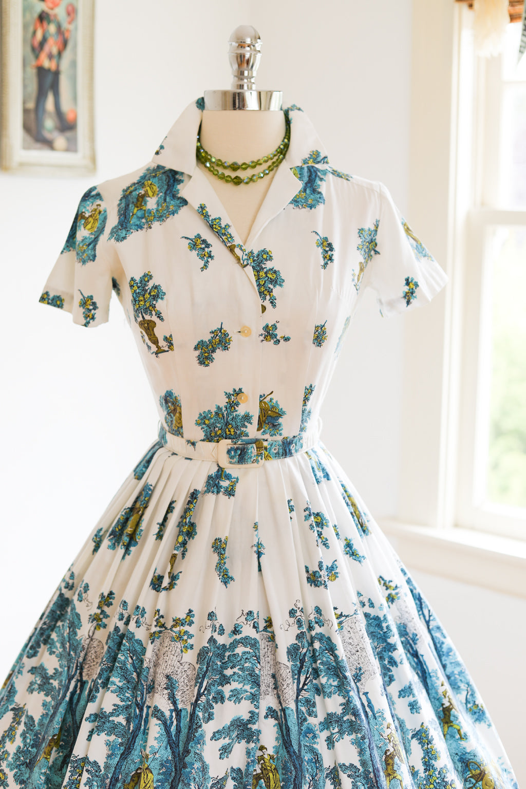 Vintage 1950s Dress - Turquoise + Chartreuse Romance Toile Novelty Pri –  Jumblelaya Vintage