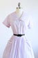 Vintage 1950s Dress - Darling Pastel Lavender Purple Cotton Shirtwaist w Big Lace-Trimmed Pockets Size L to XL