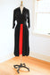 Vintage 1940s Dress - AMAZING Femme Fatale Black Widow w Stabby Collar & Red Contrast Hobble Skirt & Pockets Size S