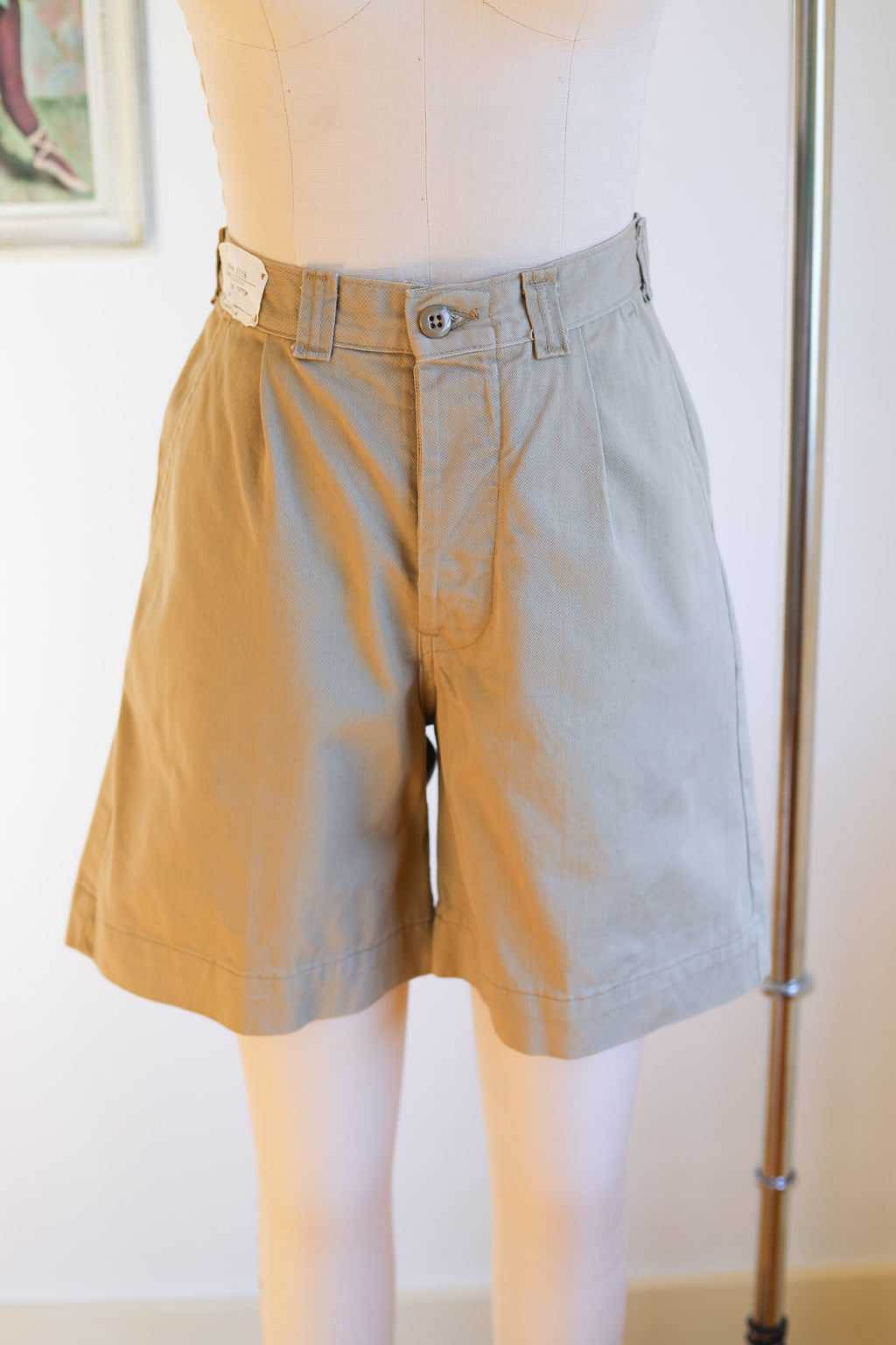 RARE Vintage 1980s does 1940s Deadstock Khaki Cotton Twill Adventure Utility Shorts -- Choose Your Pair!