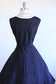 Vintage 1950s Dress - Deep Midnight Blue Shelf Bust Sweeping Bias Faille Party Jumper Sundress Size M