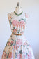 Vintage 1980s Dress - RARE TRUE VOLUP Princess Seam Cream Pink Sage Karen Alexander Style Rose Cotton Sundress w Cute Rear Size XL to XXL