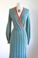 Vintage 1970s does 1940s Knit Dress - Neiman-Marcus Sea Foam Designer Knitwear w Pumpkin Plum Size S to L