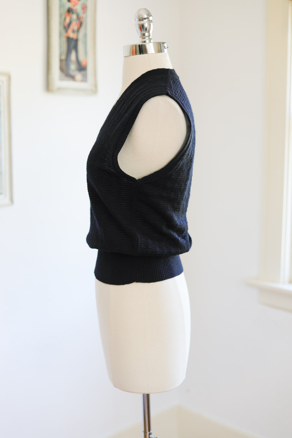 Vintage DEADSTOCK 1940s Knit Vest Top - Navy Blue All-Wool Canadian Sporty Knitwear Sweater Waistcoat Dark Academia - Choose Yours!
