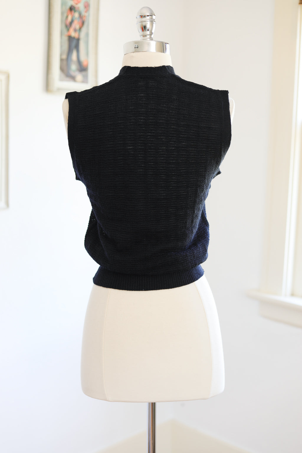 Vintage DEADSTOCK 1940s Knit Vest Top - Navy Blue All-Wool Canadian Sporty Knitwear Sweater Waistcoat - Choose Yours!