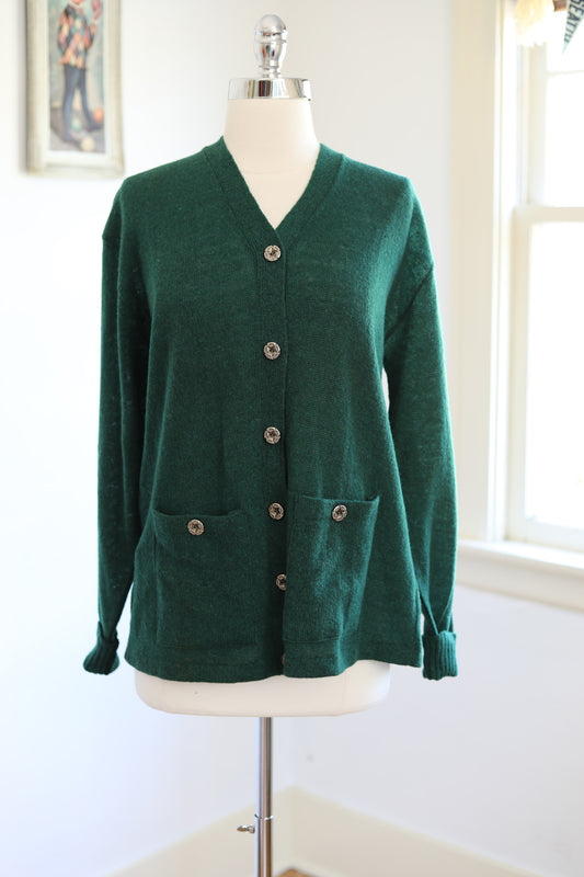 Vintage DEADSTOCK 1940s Knit Cardigan - Pine Green All-Wool Lambswool Sporty Knitwear Sweater w Pockets - Choose Yours!